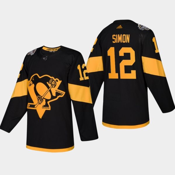 NHL Penguins 12 Dominik Simon 2019 Stadium Series Black Adidas Men Jersey