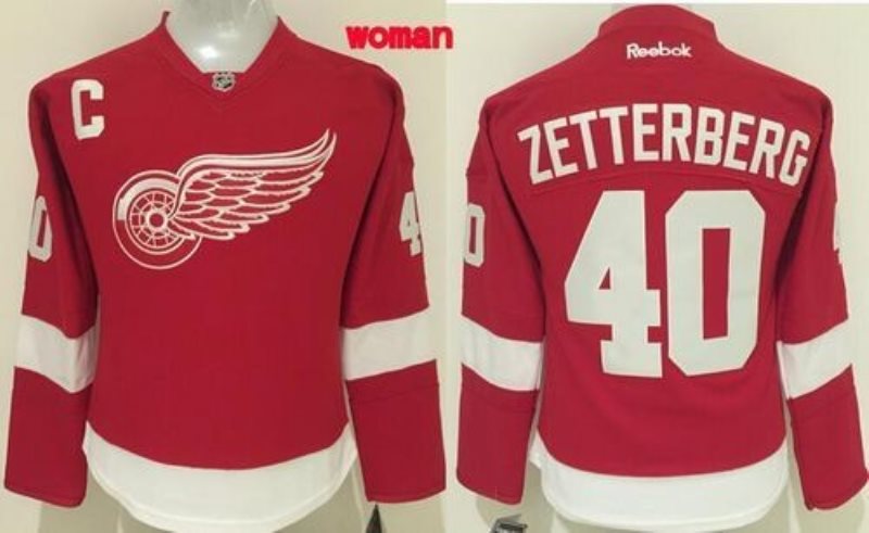 NHL Red Wings 40 Henrik Zetterberg Red Home Women Jersey