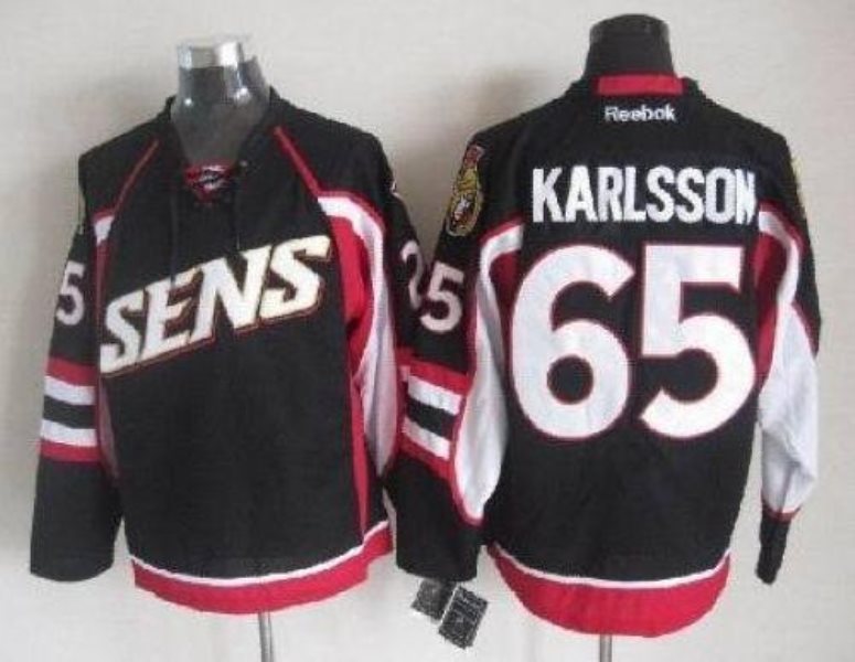 NHL Senators 65 Erik Karlsson Black Throwback Men Jersey