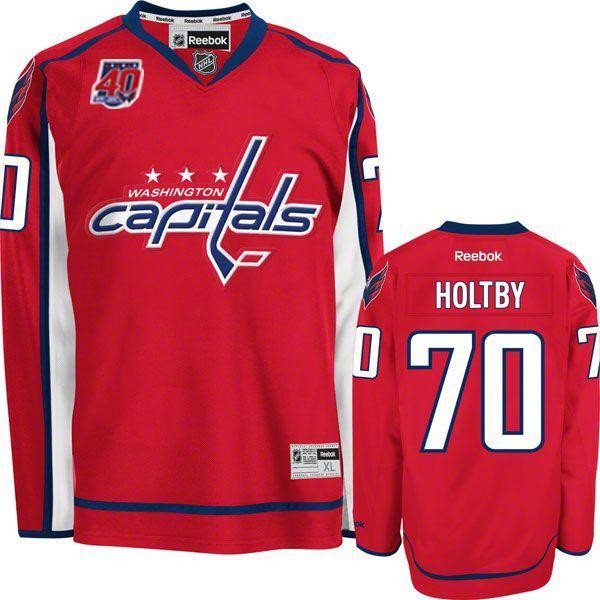 NHL Capitals 70 Braden Holtby Red 40th Anniversary Men Jersey