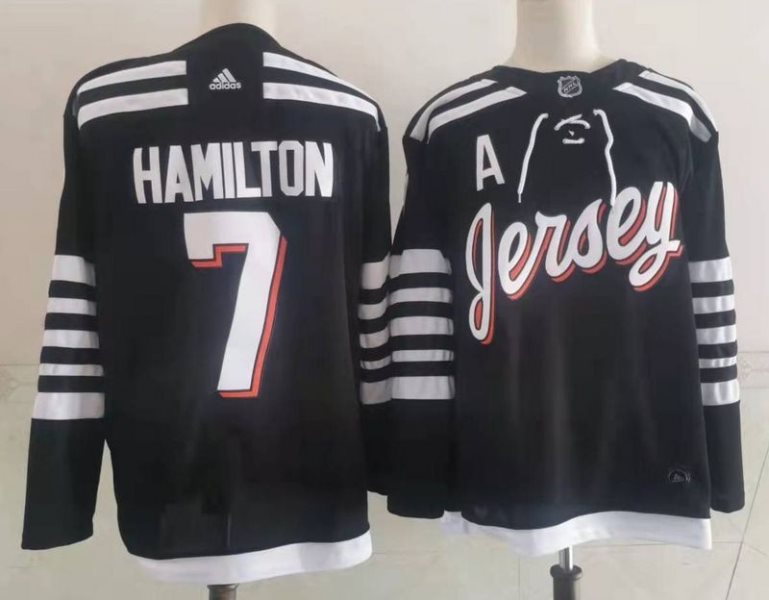 NHL Devils 7 Hamilton Black 2022 New Adidas Men Jersey