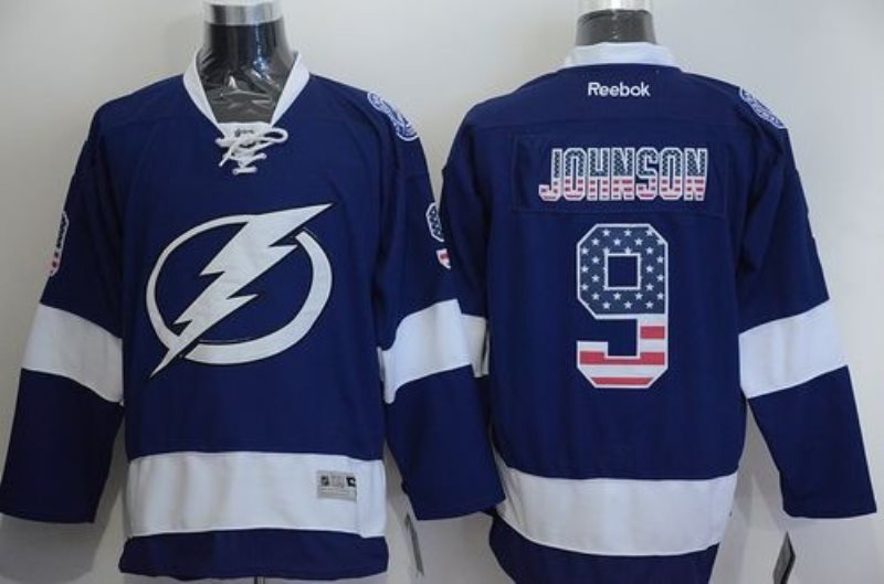 NHL Lightning 9 Tyler Johnson Blue USA Flag Fashion Men Jersey