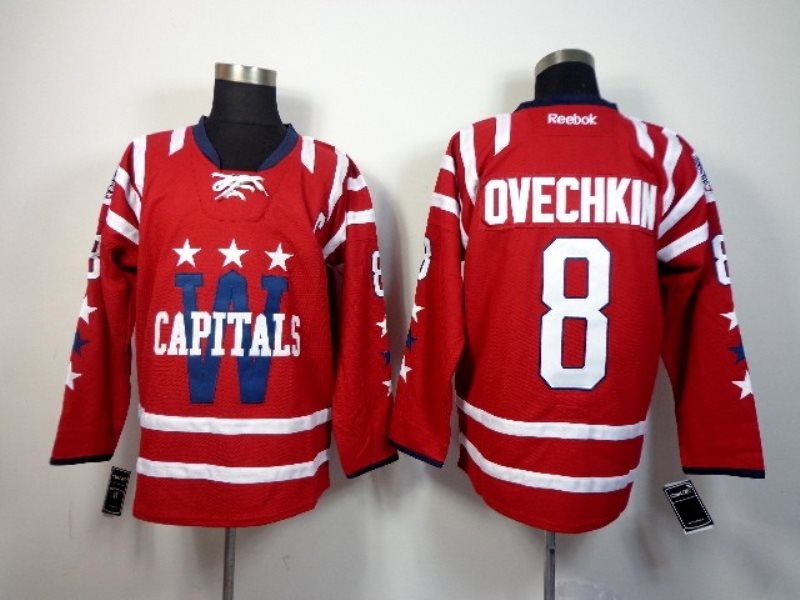 NHL Capitals 8 Alex Ovechkin Red Men Jersey
