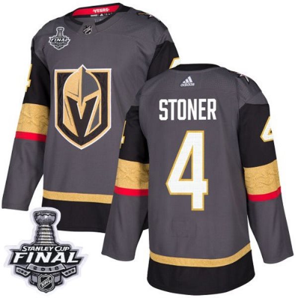 NHL Vegas Golden Knights 4 Clayton Stoner Adidas Gray 2018 Stanley Cup Final Patch Men Jersey