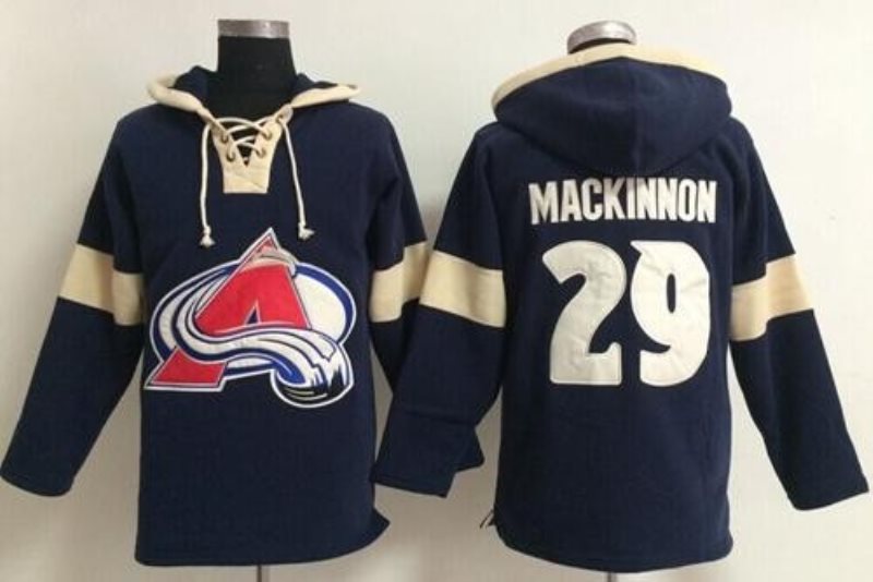 NHL Avalanche 29 Nathan MacKinnon Blue Hooded Men Sweatshirt
