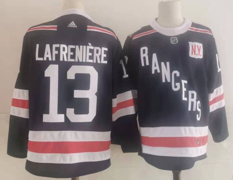NHL Rangers 13 Lafreniere Navy Adidas Men Jersey