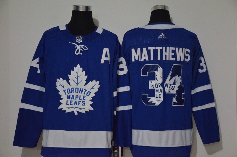 NHL Maple Leafs 34 Auston Matthews Blue Adidas Fashion Men Jersey