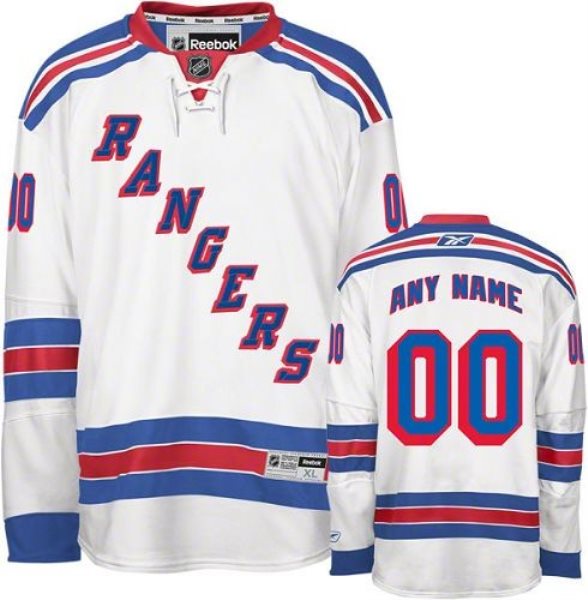 NHL Rangers White Customized Men Jersey