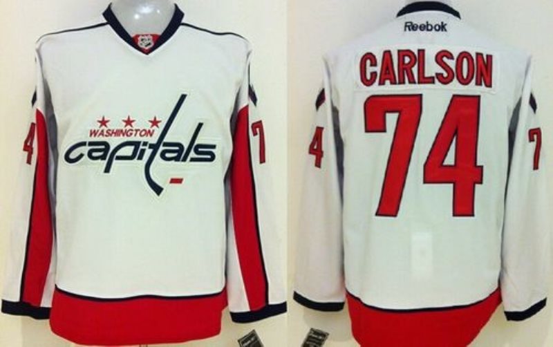NHL Capitals 74 John Carlson White Men Jersey