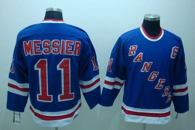 NHL Rangers 11 Mark Messier Blue CCM Throwback Men Jersey