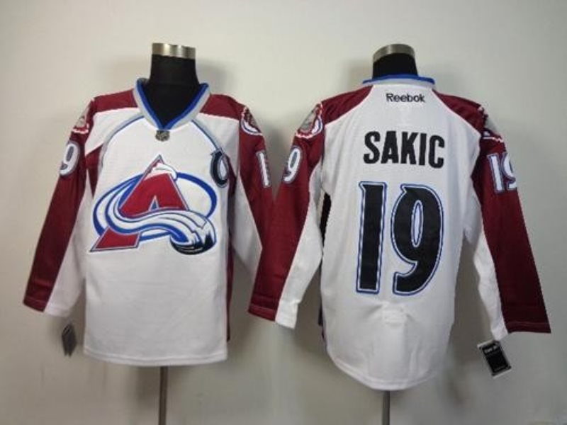 NHL Avalanche 19 Joe Sakic White Men Jersey
