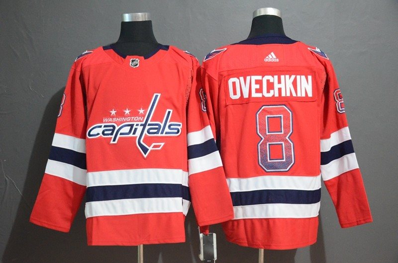 NHL Capitals 8 Alex Ovechkin Red Drift Fashion Adidas Men Jersey