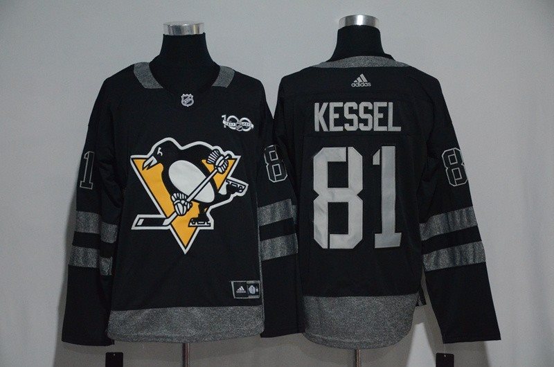 NHL Penguins 81 Phil Kessel 100th Anniversary Black Adidas Men Jersey