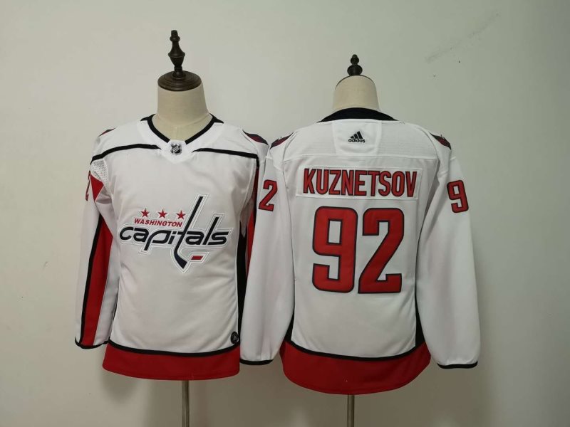NHL Capitals 92 Evgeny Kuznetsov Adidas White Women Jersey