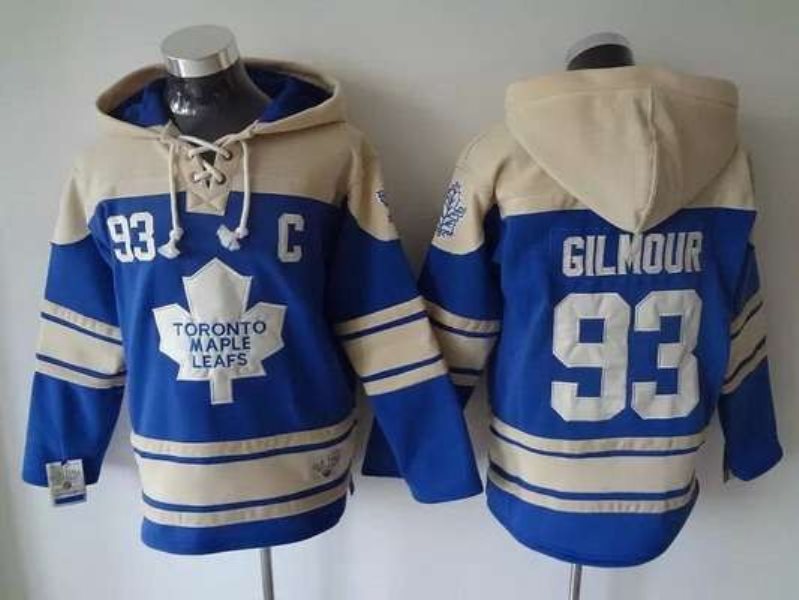 NHL Maple Leafs 93 Doug Gilmour Old Time Light Blue Men Hoodie