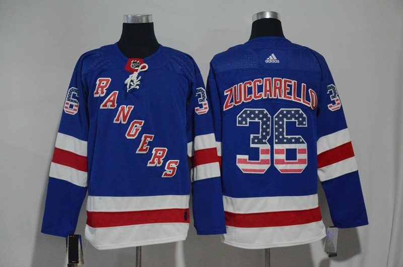 NHL Rangers 36 Mats Zuccarello Blue USA Flag Adidas Men Jersey