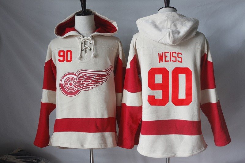 NHL Red Wings 90 Stephen Weiss Cream Hooded Men Sweatshirt