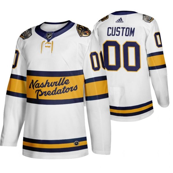 NHL Predators Customized White 2020 Winter Classic Adidas Men Jersey