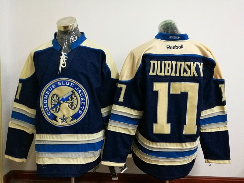NHL Blue Jackets 17 Brandon Dubinsky Navy Blue Reebok Men Jersey