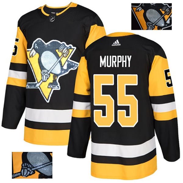NHL Penguins 55 Larry Murphy Black Glittery Edition Adidas Men Jersey
