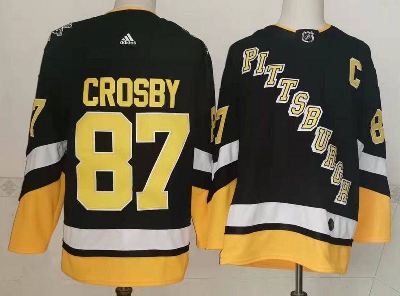 NHL Penguins 87 Sidney Crosby Black 2022 New Adidas Men Jersey