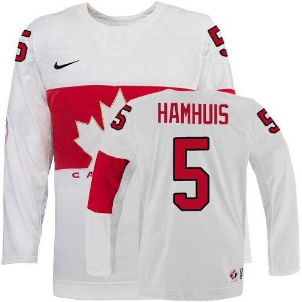 Team Canada 2014 Olympic No.5 Dan Hamhuis White Hockey Jersey