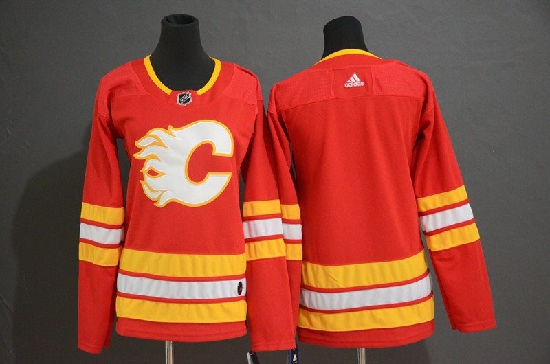 NHL Flames Blank Red Alternate Adidas Women Jersey