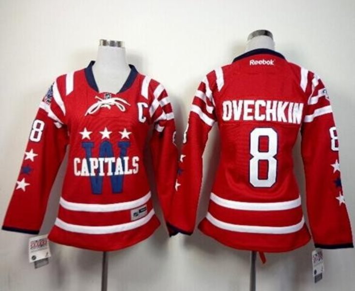 NHL Capitals 8 Alex Ovechkin 2015 Winter Classic Red White Women Jersey