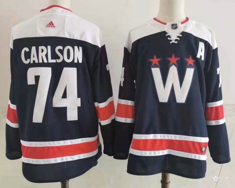 NHL Capitals 74 John Carlson Navy 2021 New Adidas Men Jersey
