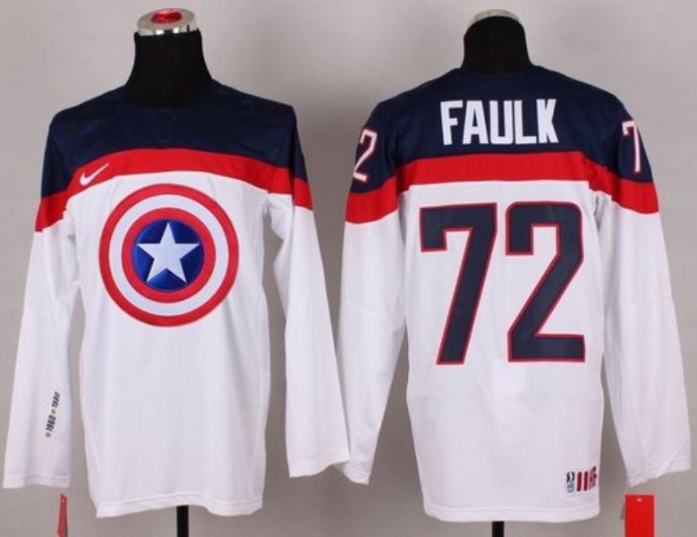 Olympic Team USA 72 Justin Faulk White Captain America Fashion Stitched NHL Jersey