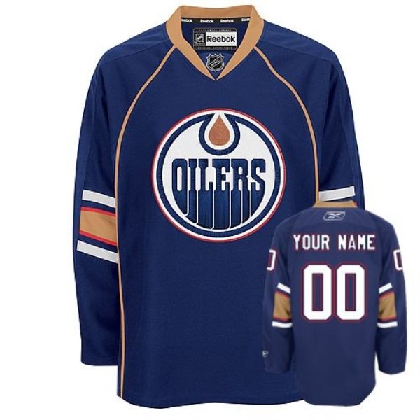 NHL Oilers Dark Blue Customized Men Jersey