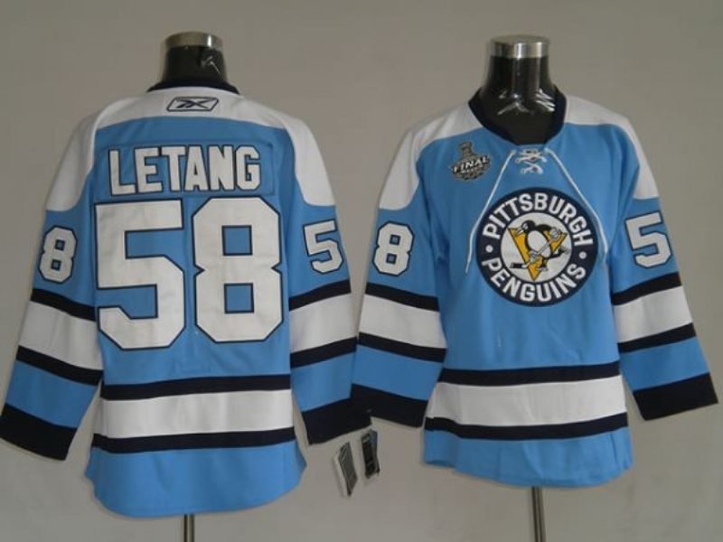 NHL Penguins 58 Kris Letang Blue Men Jersey