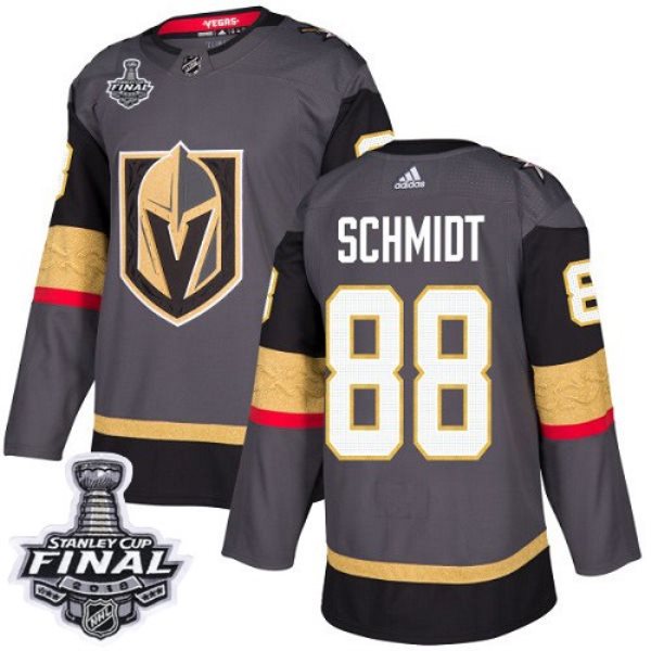 NHL Vegas Golden Knights 88 Nate Schmidt Adidas Gray 2018 Stanley Cup Final Patch Men Jersey