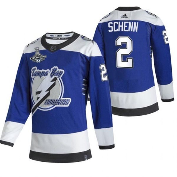 NHL Lightning 2 Luke Schenn 2021 Blue Stanley Cup Champions Reverse Retro Adidas Men Jersey