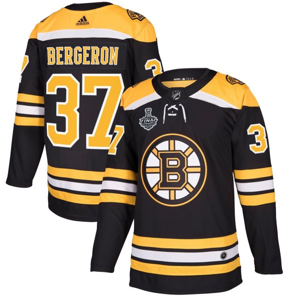NHL Boston Bruins 37 Patrice Bergeron 2019 Stanley Cup Final Black Adidas Men Jersey