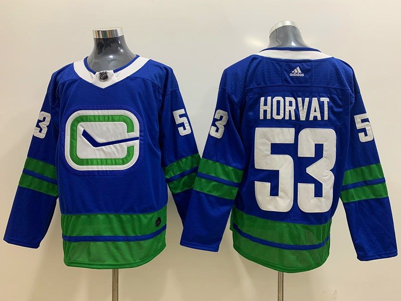NHL Canucks 53 Bo Horvat Blue Adidas Men Jersey