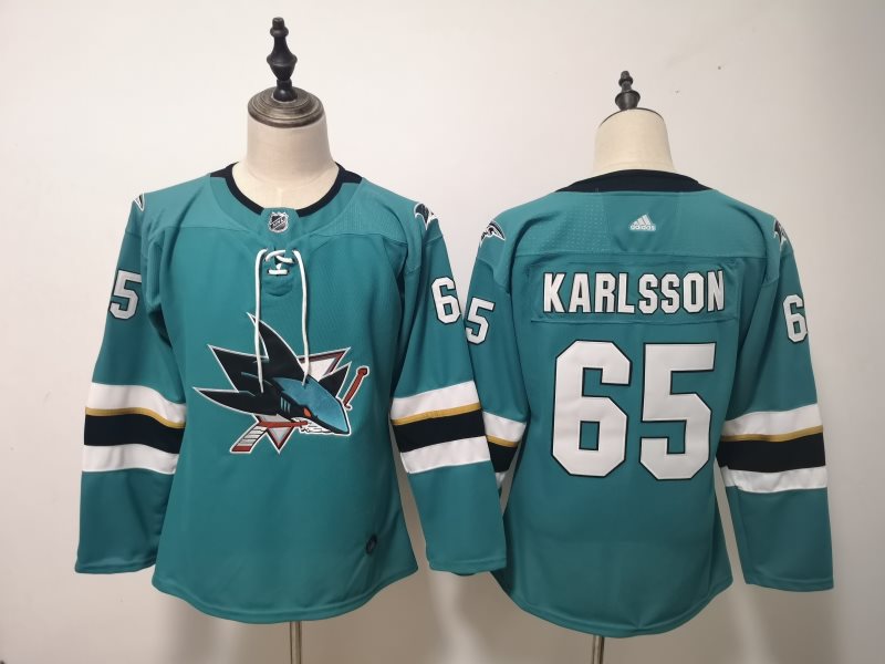 NHL Sharks 65 Erik Karlsson Teal Adidas Youth Jersey