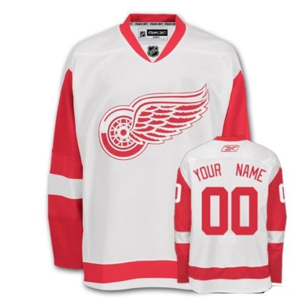 NHL Red Wings White Customized Men Jersey