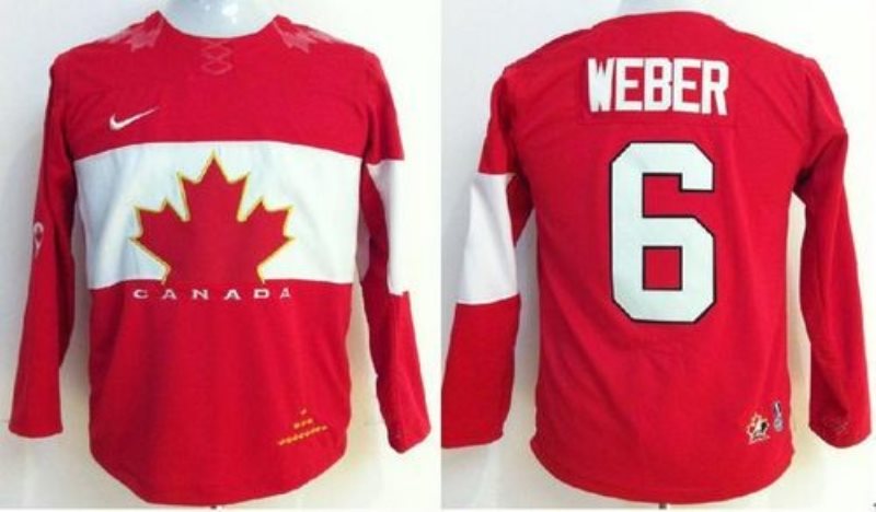Team Canada 2014 Olympic 6 Shea Weber Red Stitched Youth NHL Jersey