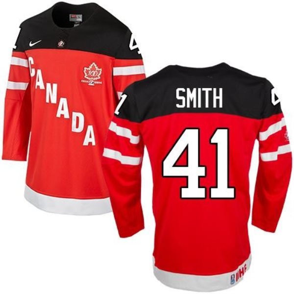 Olympic CA. 41 Mike Smith Red 100th Anniversary Stitched NHL Jersey