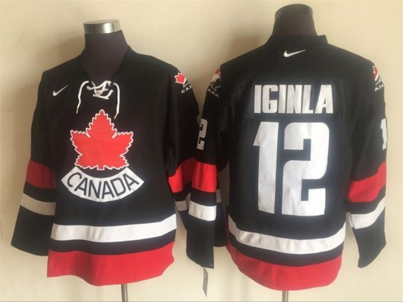 NHL Team Canada 12 Iginla Nike Black Throwback Men Jersey
