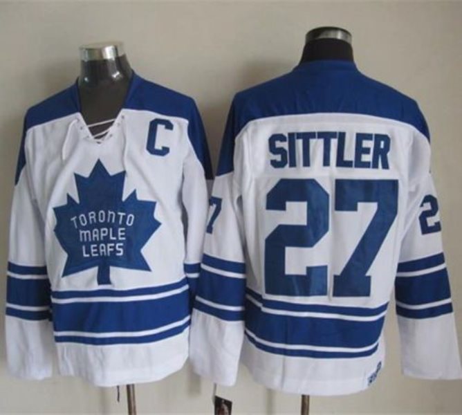NHL Maple Leafs 27 Darryl Sittler White CCM Throwback Third Men Jersey