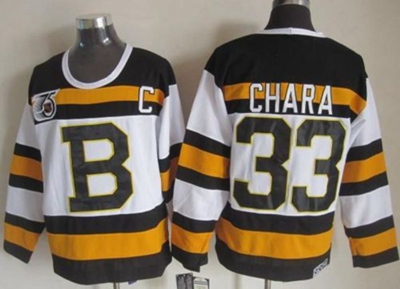 NHL Bruins 33 Zdeno Chara White 75TH CCM Throwback Men Jersey