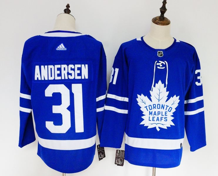 NHL Maple Leafs 31 Frederik Andersen Blue Adidas Women Jersey