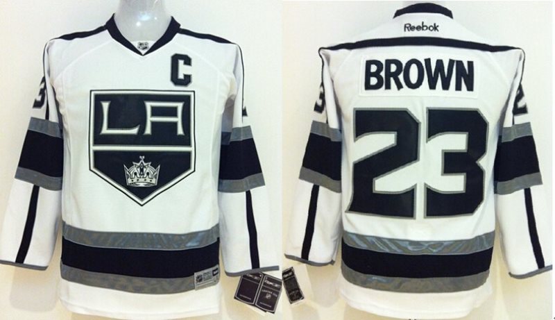 NHL Kings 23 Dustin Brown White With C Patch Youth Jersey