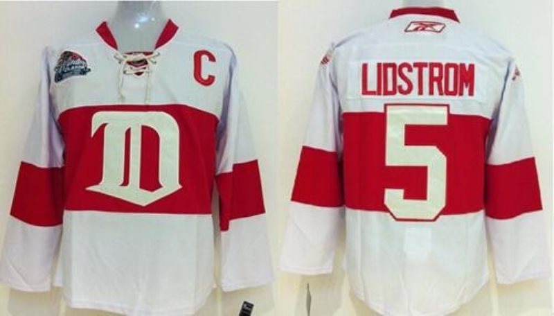 NHL Red Wings 5 Nicklas Lidstrom White Winter Classic Youth Jersey