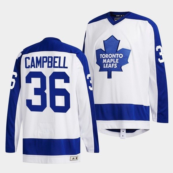 NHL Leafs 36 Jack Campbell White Classics Primary Logo Adidas Men Jersey