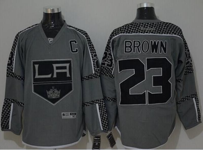 NHL Kings 23 Dustin Brown Charcoal Cross Check Fashion Men Jersey