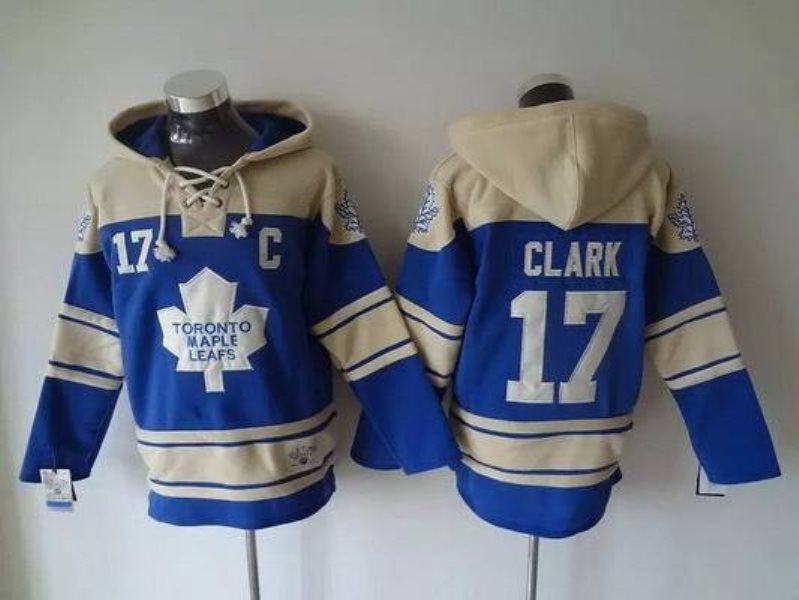 NHL Maple Leafs 17 Wendel Clark Old Time Light Blue Men Hoodie