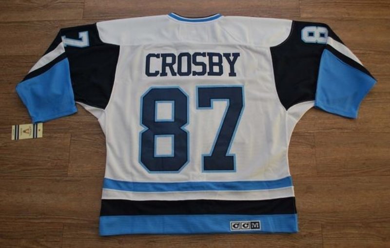 NHL Penguins 87 Sidney Crosby White-Blue CCM Throwback Men Jersey